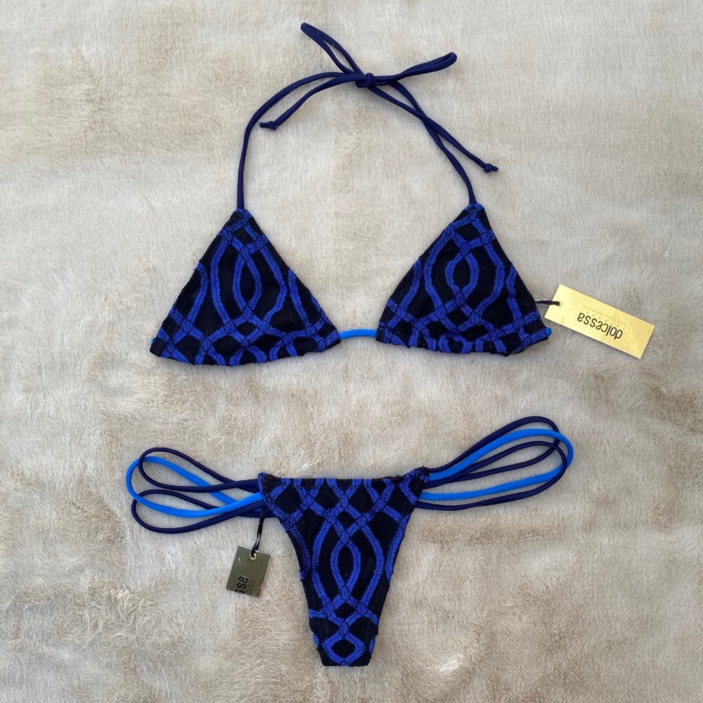 Dolcessa Black and Blue Lace Bikini